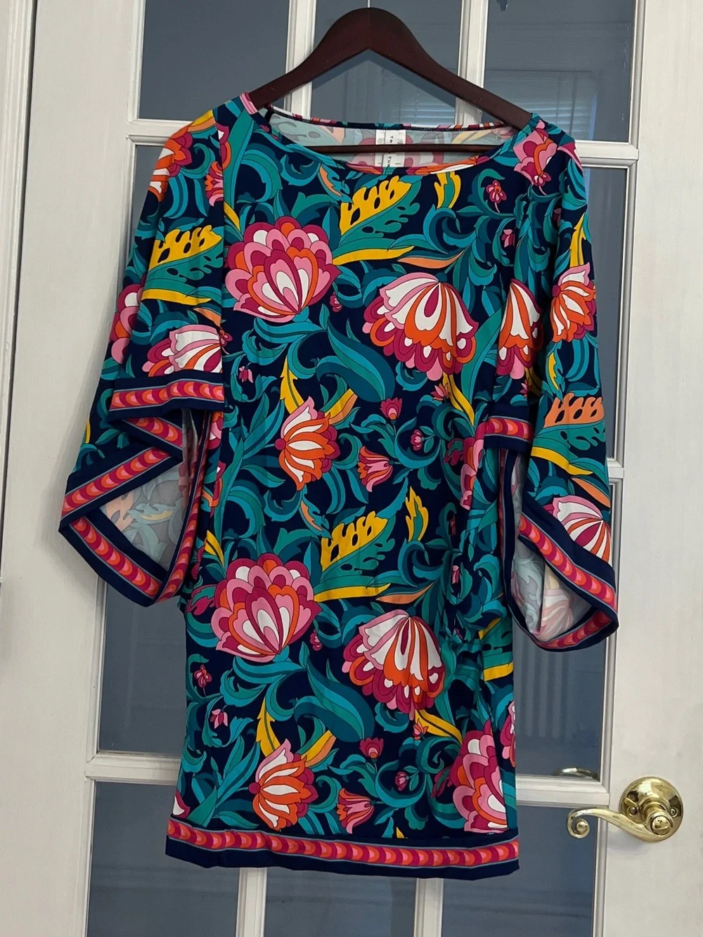 TRINA TURK Women’s India Garden Drape Sleeve Swim Tunic Size S